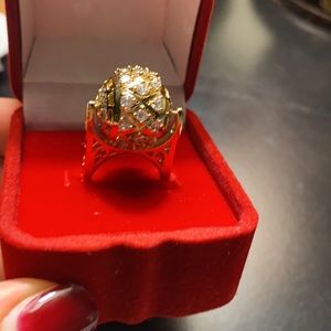 LUALA Luxury Big Multi Paved Cubic Zirconia Female Rings Gold Silver Color